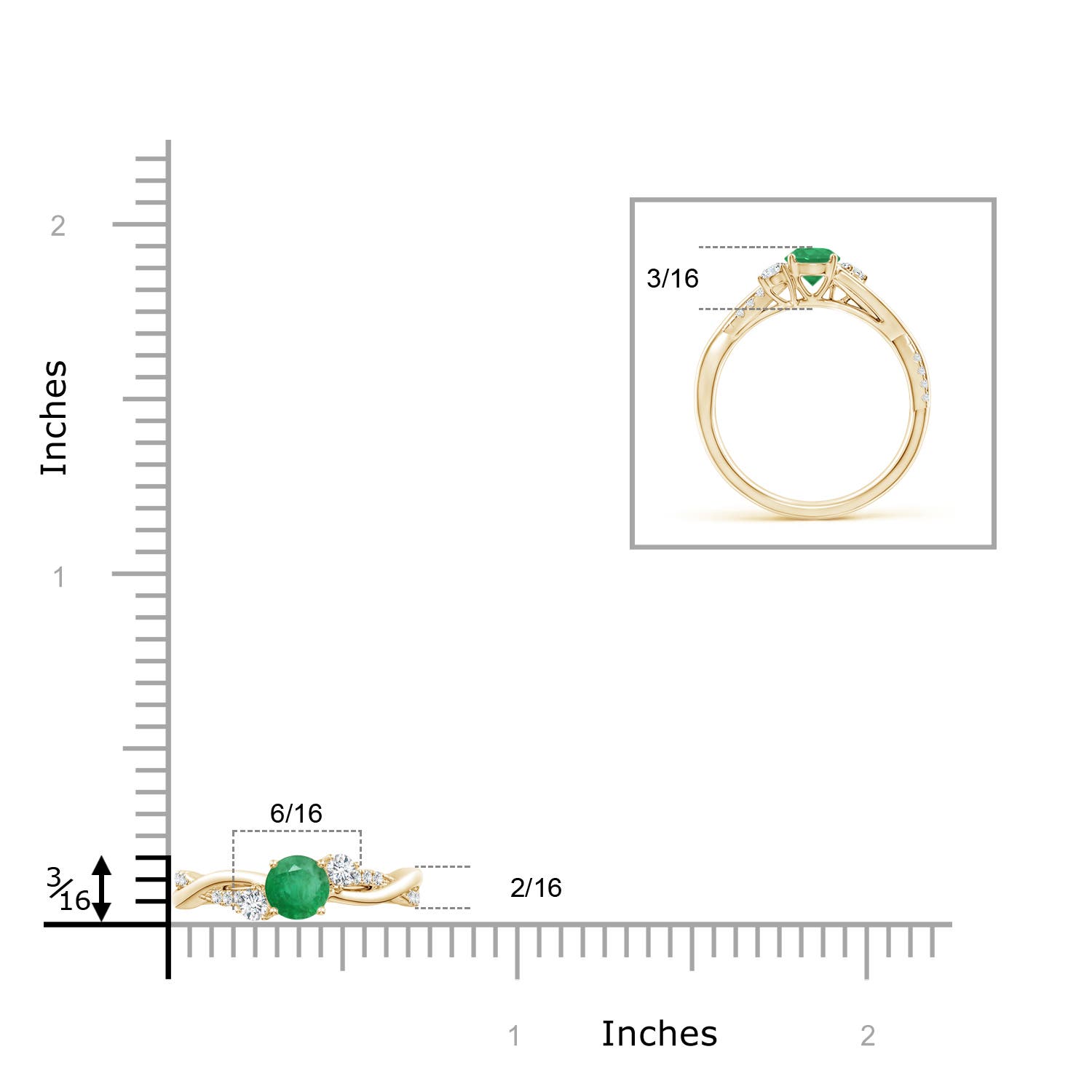 A - Emerald / 0.66 CT / 14 KT Yellow Gold