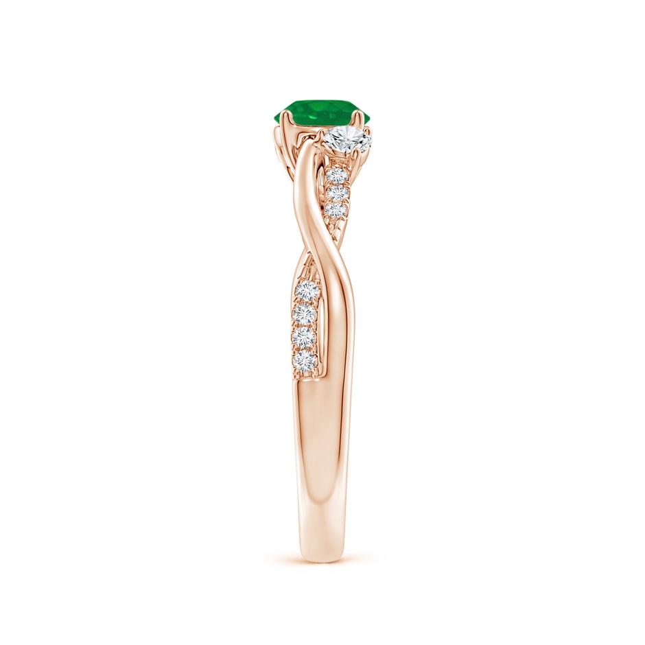 5mm AA Nature Inspired Emerald & Diamond Twisted Vine Ring in Rose Gold side 299