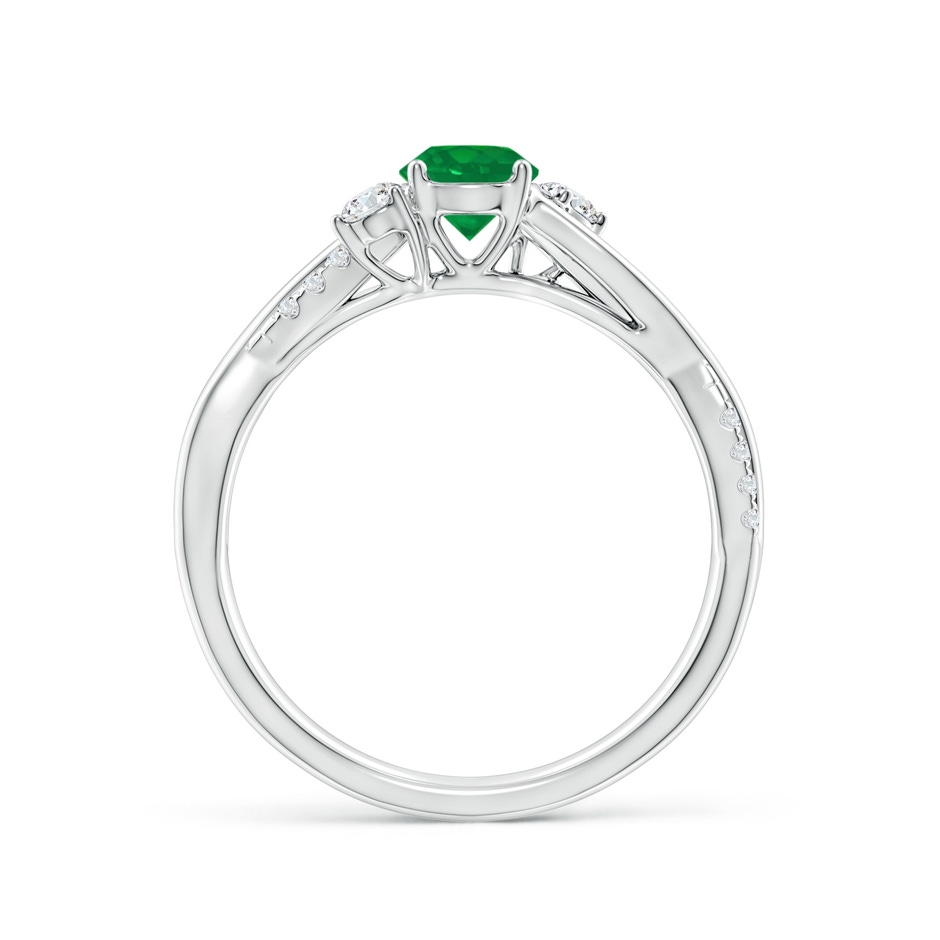 5mm AA Nature Inspired Emerald & Diamond Twisted Vine Ring in White Gold side 199