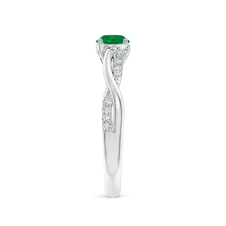 5mm AA Nature Inspired Emerald & Diamond Twisted Vine Ring in White Gold side 299