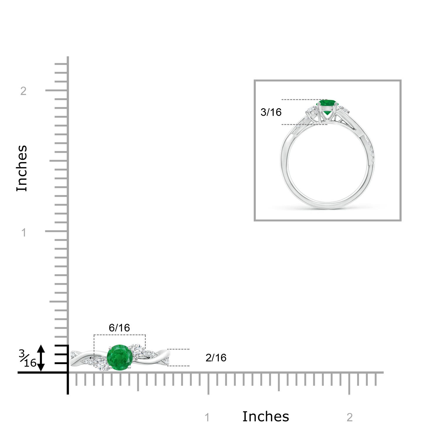 AA - Emerald / 0.66 CT / 14 KT White Gold