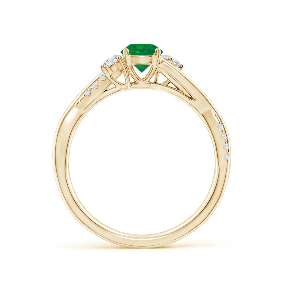 5mm AA Nature Inspired Emerald & Diamond Twisted Vine Ring in Yellow Gold side 199
