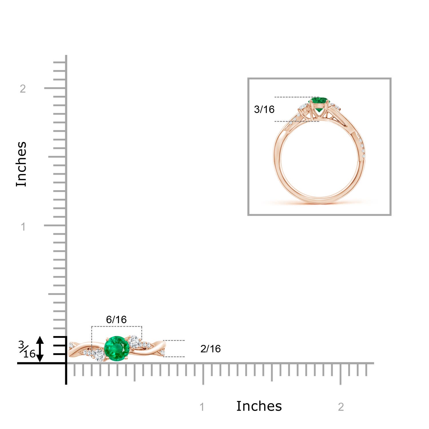 AAA - Emerald / 0.66 CT / 14 KT Rose Gold