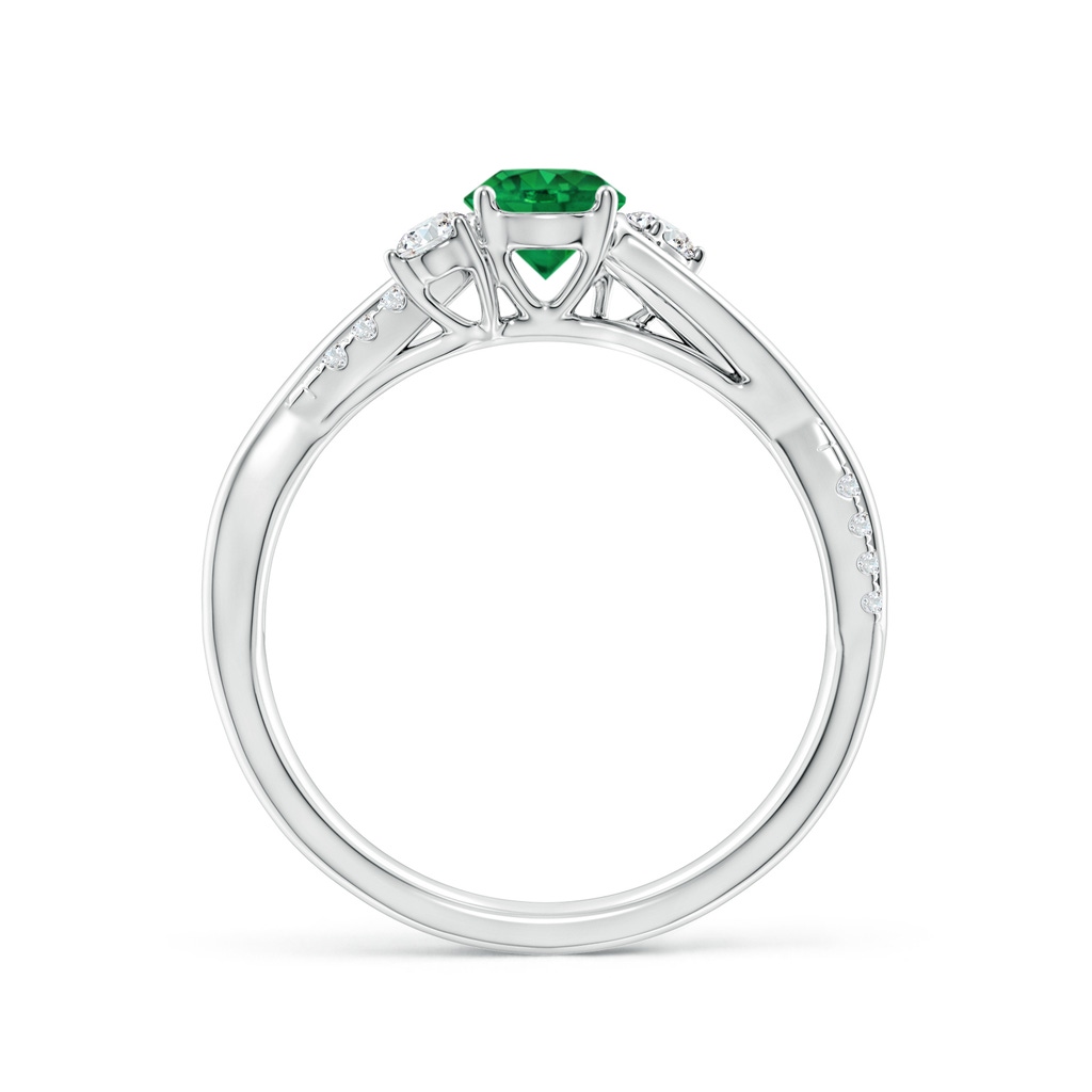 5mm AAA Nature Inspired Emerald & Diamond Twisted Vine Ring in White Gold Side 199