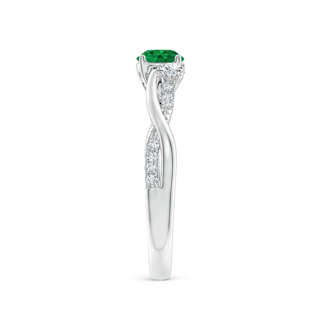 5mm AAA Nature Inspired Emerald & Diamond Twisted Vine Ring in White Gold Side 299