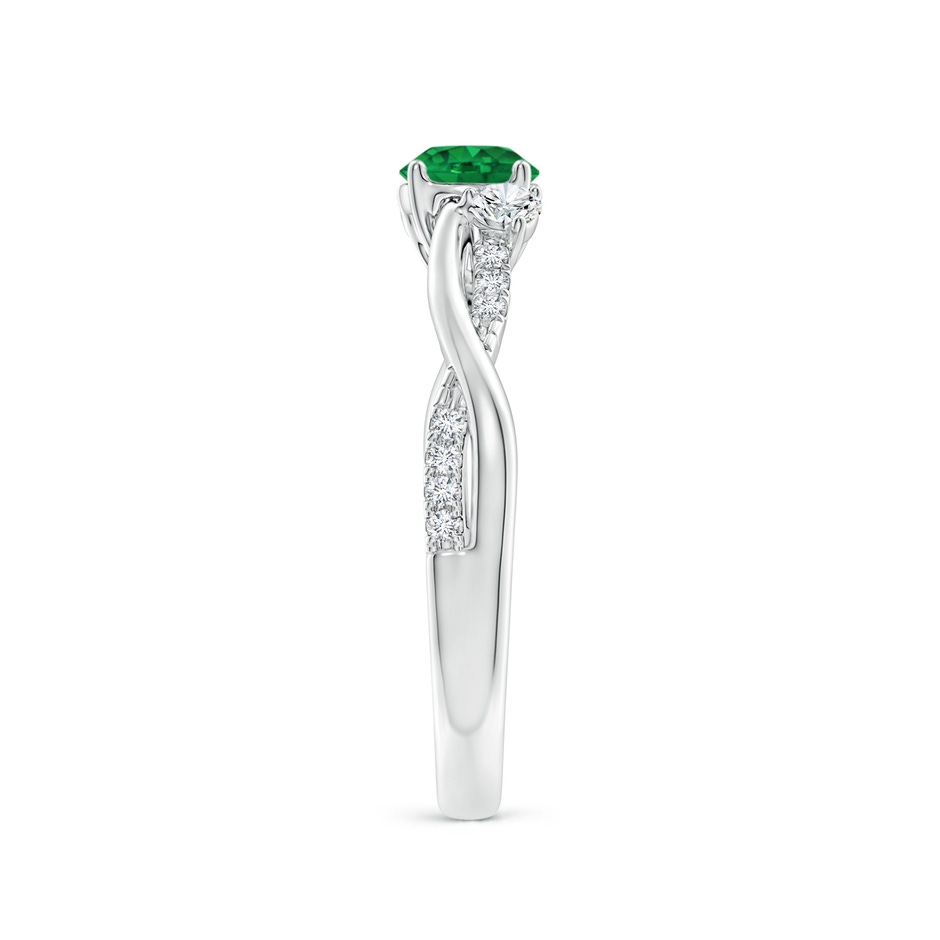 5mm AAA Nature Inspired Emerald & Diamond Twisted Vine Ring in White Gold side 299