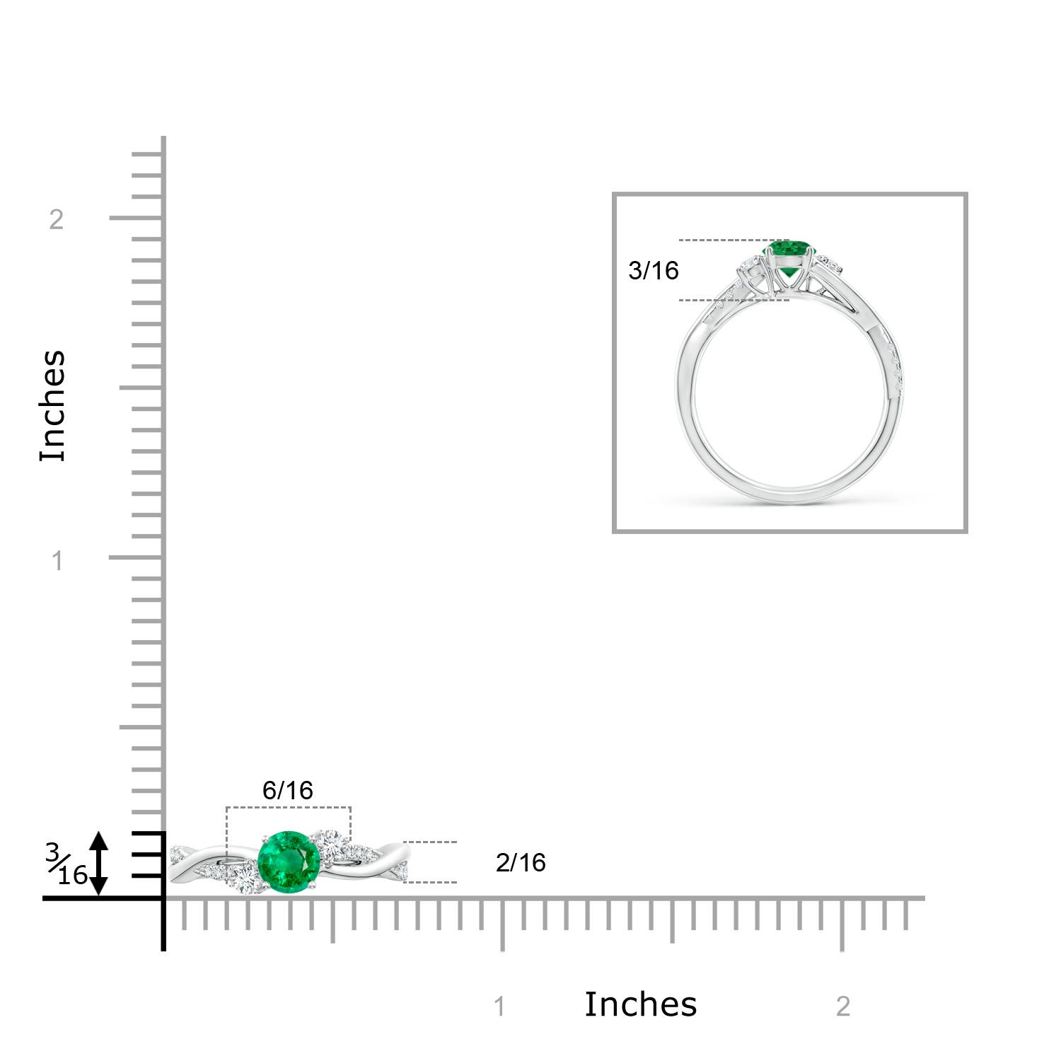 AAA - Emerald / 0.66 CT / 14 KT White Gold