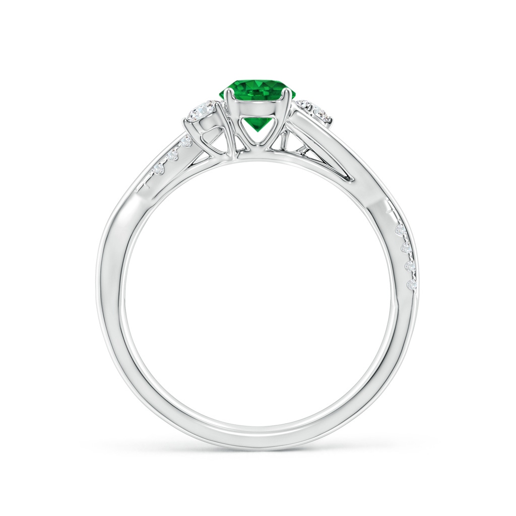 5mm AAAA Nature Inspired Emerald & Diamond Twisted Vine Ring in P950 Platinum - side 199