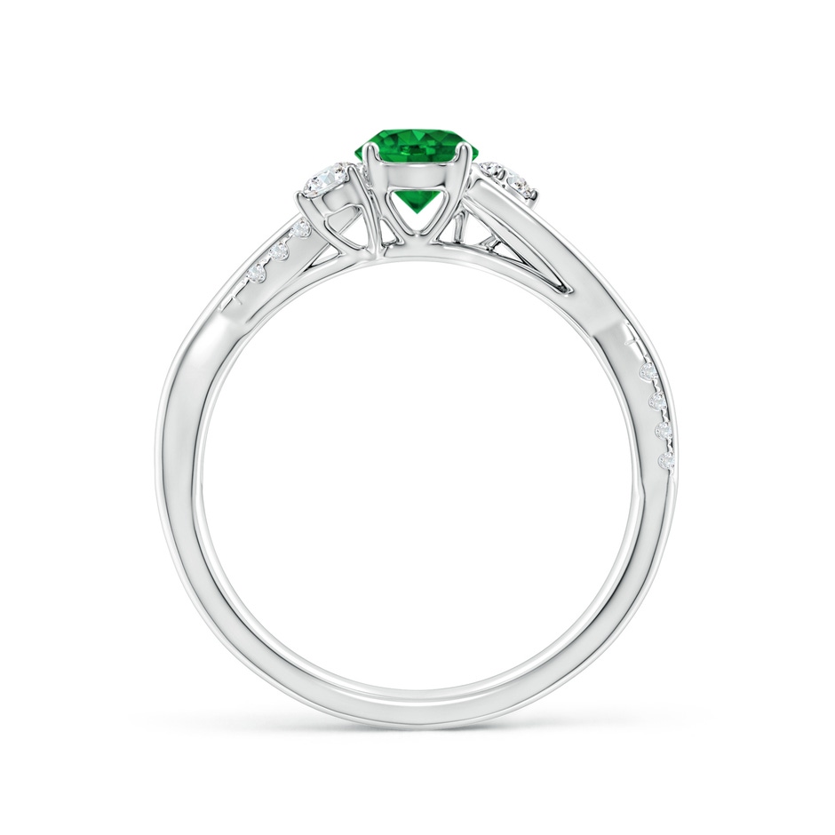 5mm AAAA Nature Inspired Emerald & Diamond Twisted Vine Ring in White Gold side 199