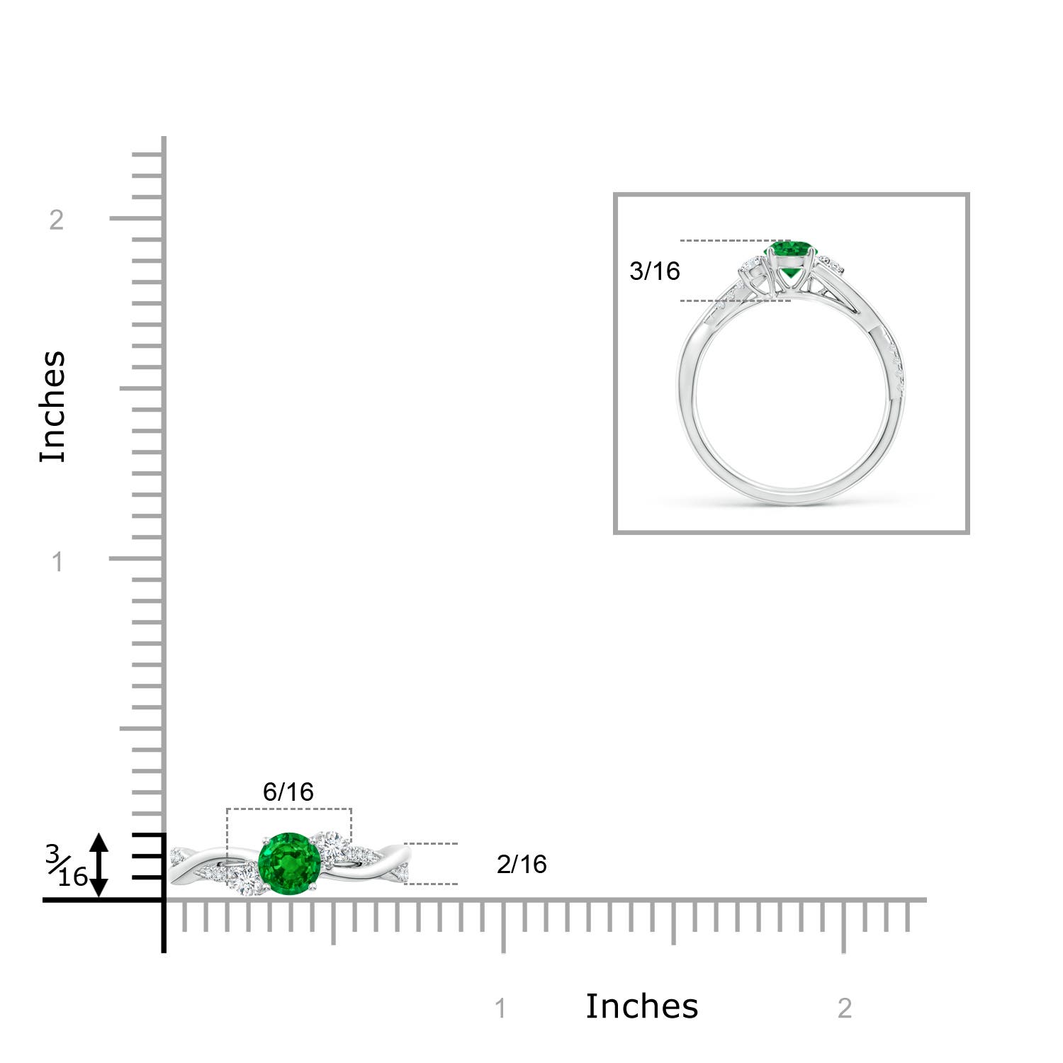 AAAA - Emerald / 0.66 CT / 14 KT White Gold