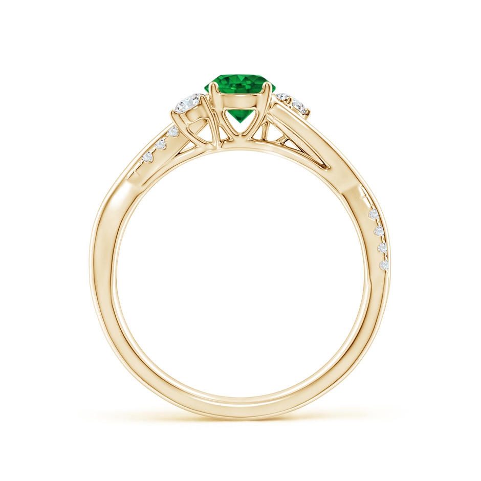 5mm AAAA Nature Inspired Emerald & Diamond Twisted Vine Ring in Yellow Gold side 199