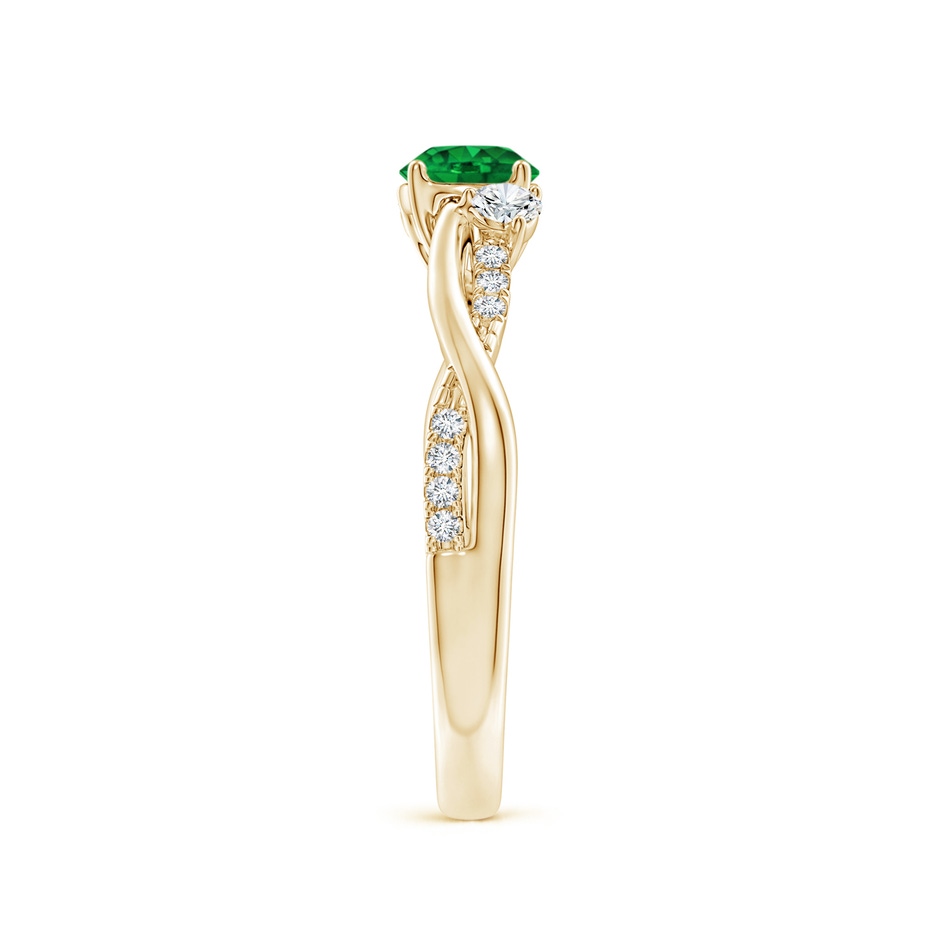 5mm AAAA Nature Inspired Emerald & Diamond Twisted Vine Ring in Yellow Gold side 299