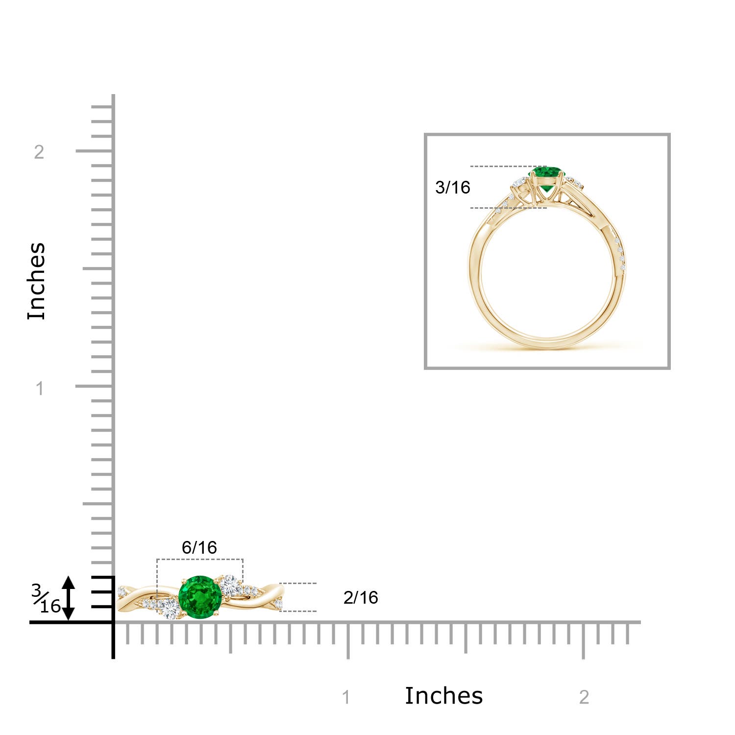 AAAA - Emerald / 0.66 CT / 14 KT Yellow Gold