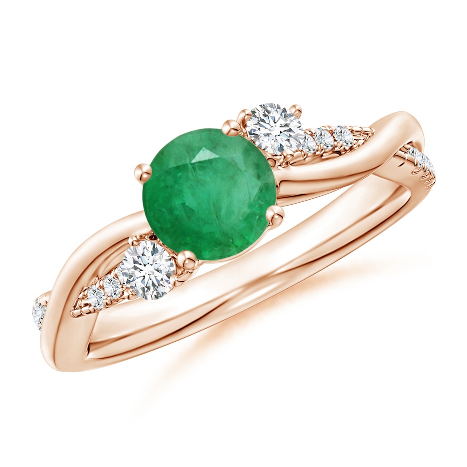 6mm A Nature Inspired Emerald & Diamond Twisted Vine Ring in Rose Gold 