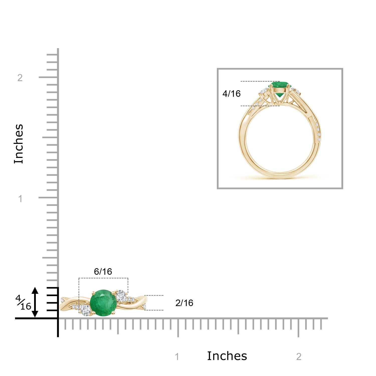 A - Emerald / 0.99 CT / 14 KT Yellow Gold