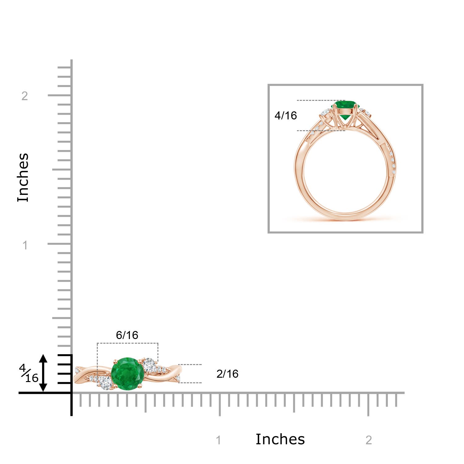 AA - Emerald / 0.99 CT / 14 KT Rose Gold