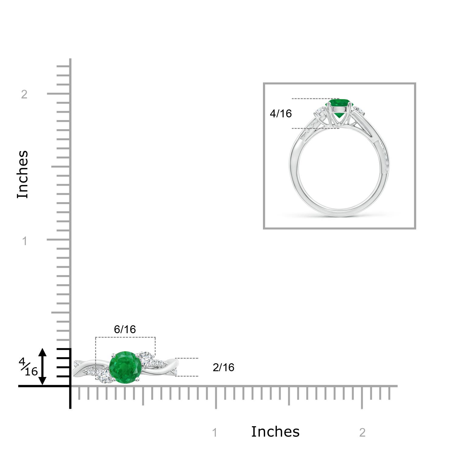 AA - Emerald / 0.99 CT / 14 KT White Gold