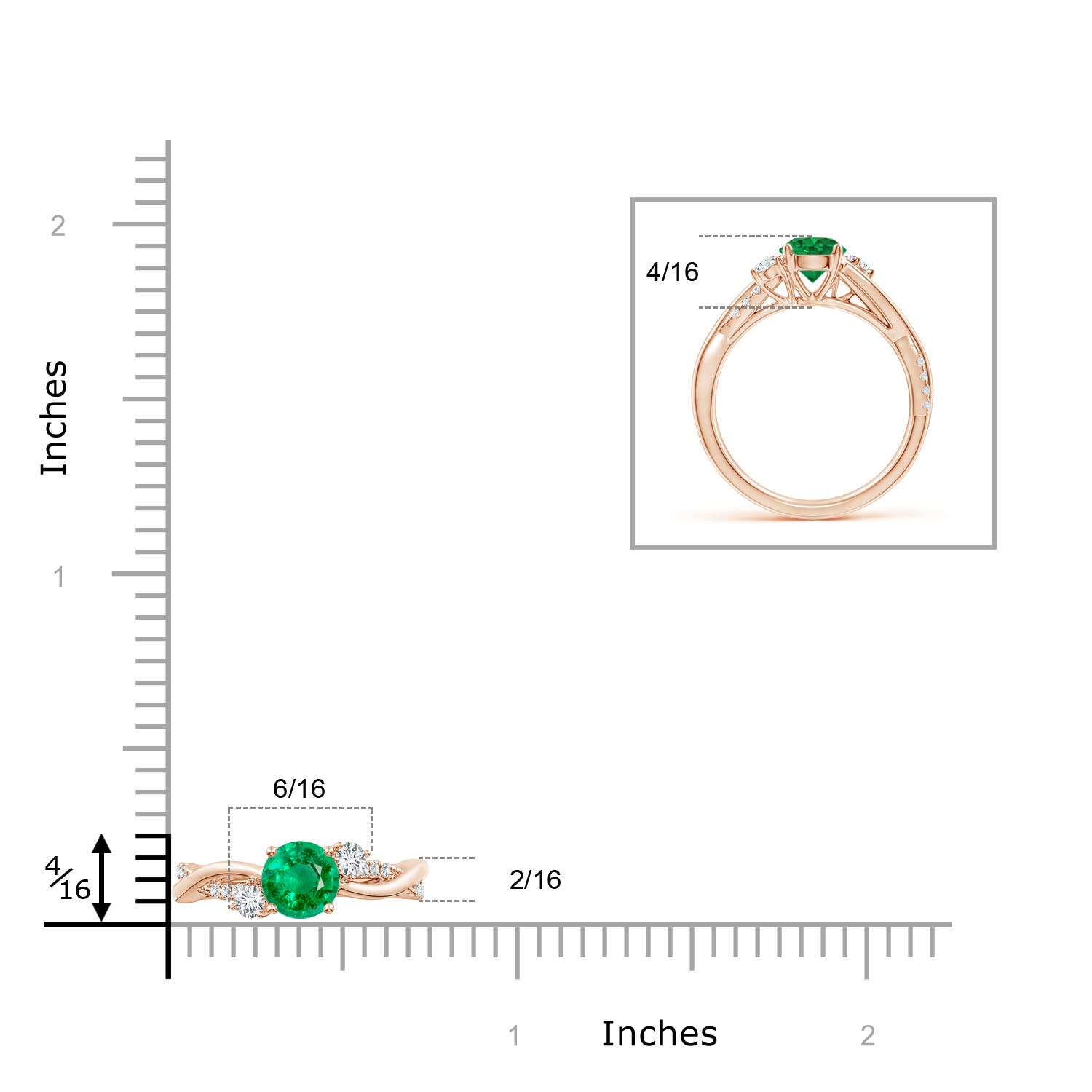 AAA - Emerald / 0.99 CT / 14 KT Rose Gold