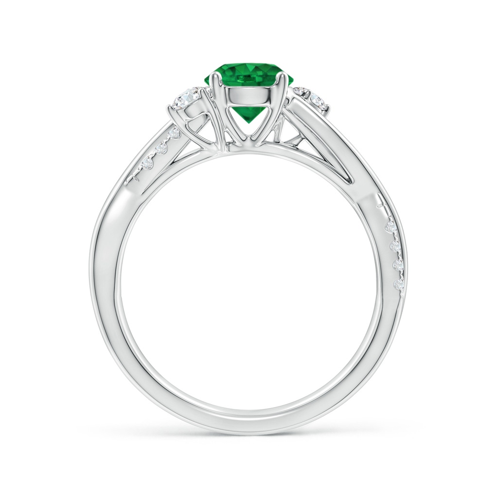 6mm AAA Nature Inspired Emerald & Diamond Twisted Vine Ring in White Gold - side 199