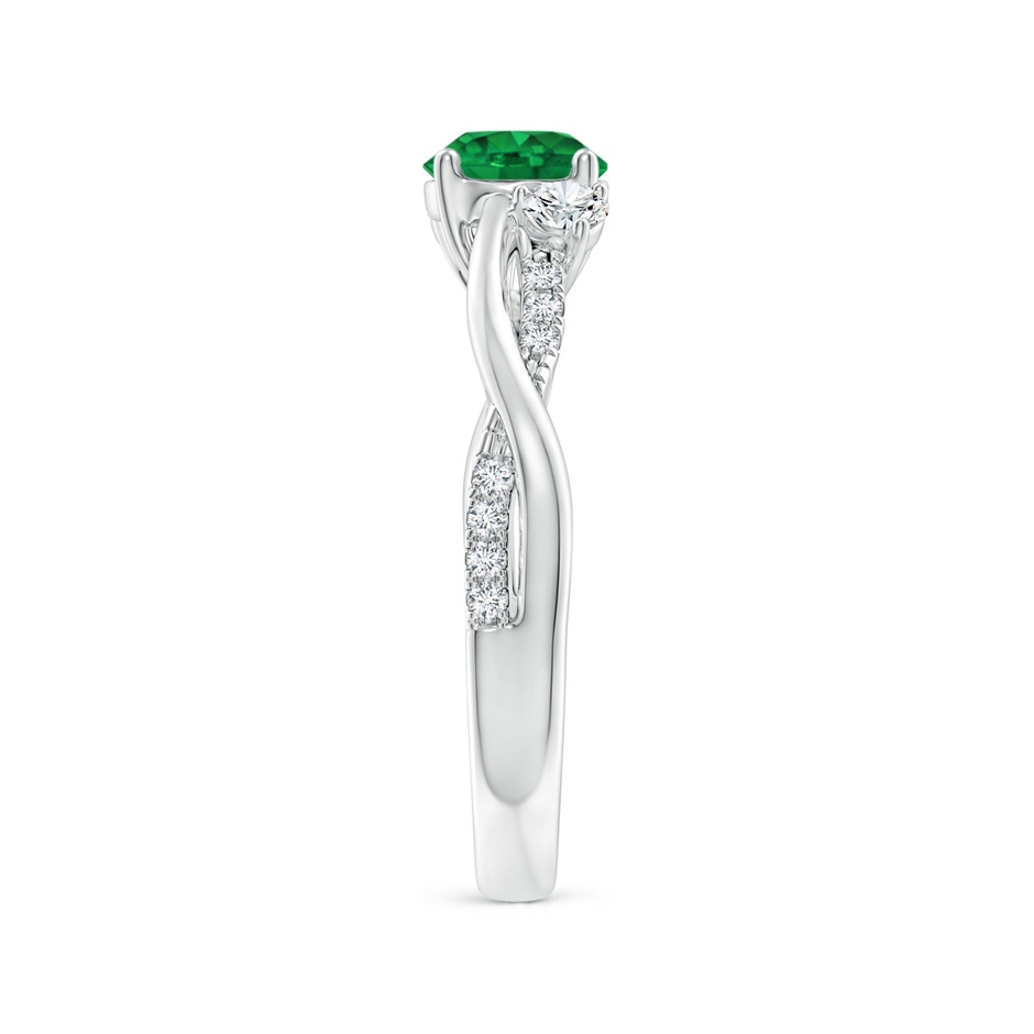 6mm AAA Nature Inspired Emerald & Diamond Twisted Vine Ring in White Gold side 299