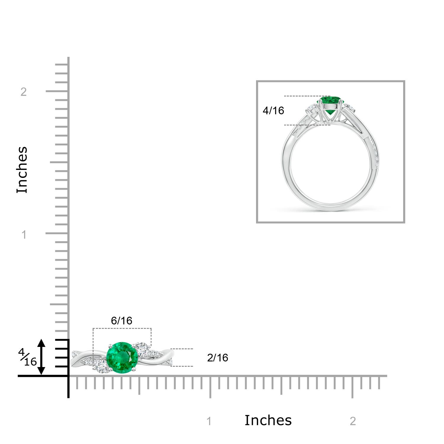 AAA - Emerald / 0.99 CT / 14 KT White Gold