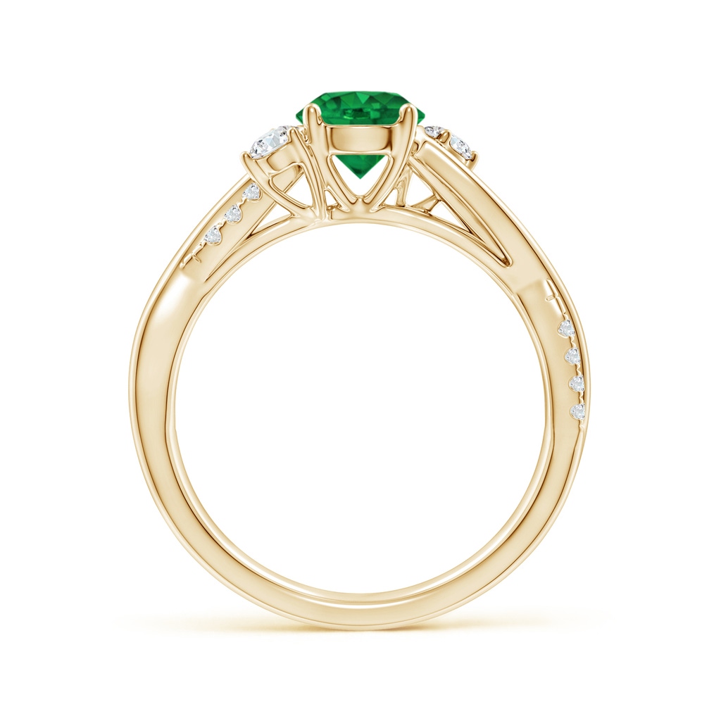 6mm AAA Nature Inspired Emerald & Diamond Twisted Vine Ring in Yellow Gold Side 199