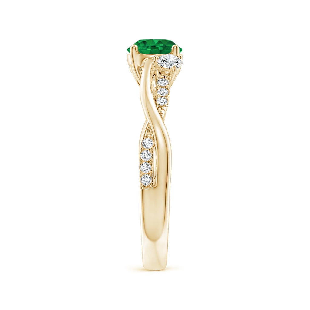 6mm AAA Nature Inspired Emerald & Diamond Twisted Vine Ring in Yellow Gold Side 299