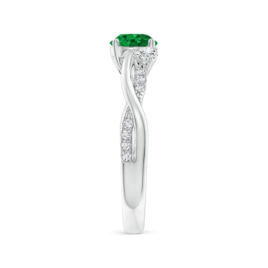 6mm AAAA Nature Inspired Emerald & Diamond Twisted Vine Ring in P950 Platinum side 299