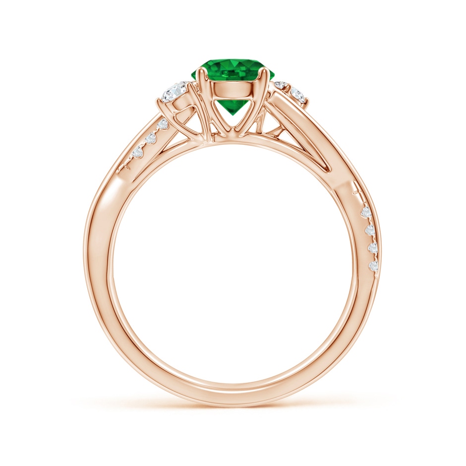6mm AAAA Nature Inspired Emerald & Diamond Twisted Vine Ring in Rose Gold side 199