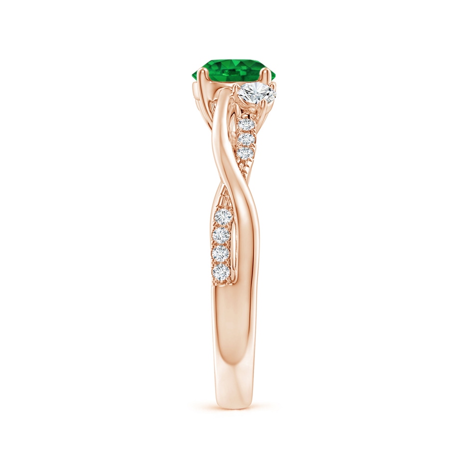 6mm AAAA Nature Inspired Emerald & Diamond Twisted Vine Ring in Rose Gold side 299