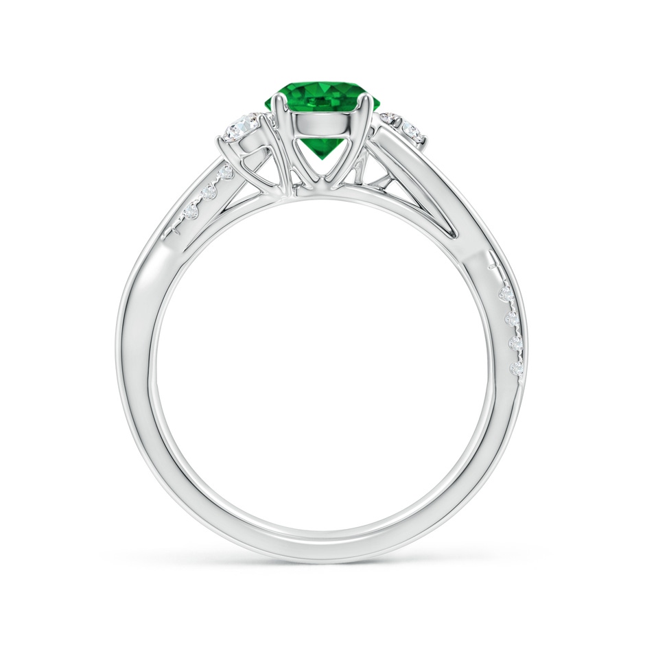 6mm AAAA Nature Inspired Emerald & Diamond Twisted Vine Ring in White Gold side 199