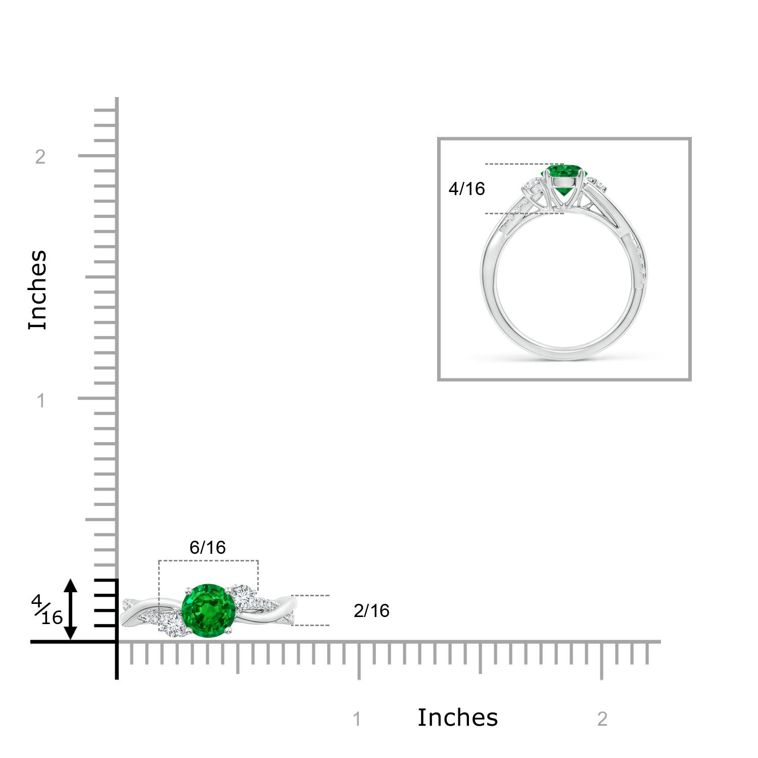 AAAA - Emerald / 0.99 CT / 14 KT White Gold