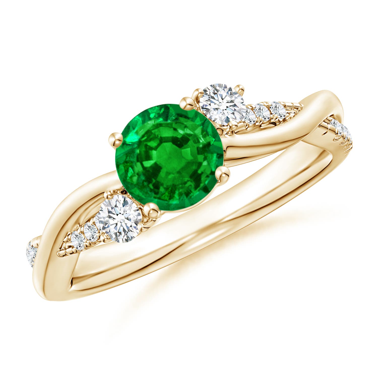 AAAA - Emerald / 0.99 CT / 14 KT Yellow Gold