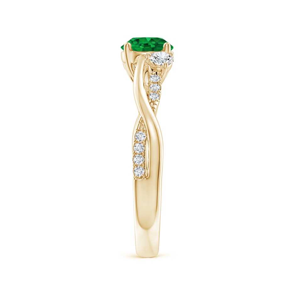 6mm AAAA Nature Inspired Emerald & Diamond Twisted Vine Ring in Yellow Gold side 299