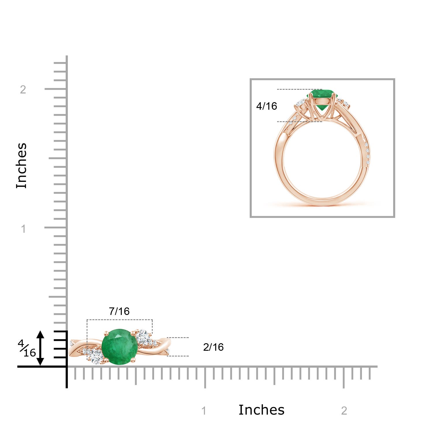 A - Emerald / 1.52 CT / 14 KT Rose Gold