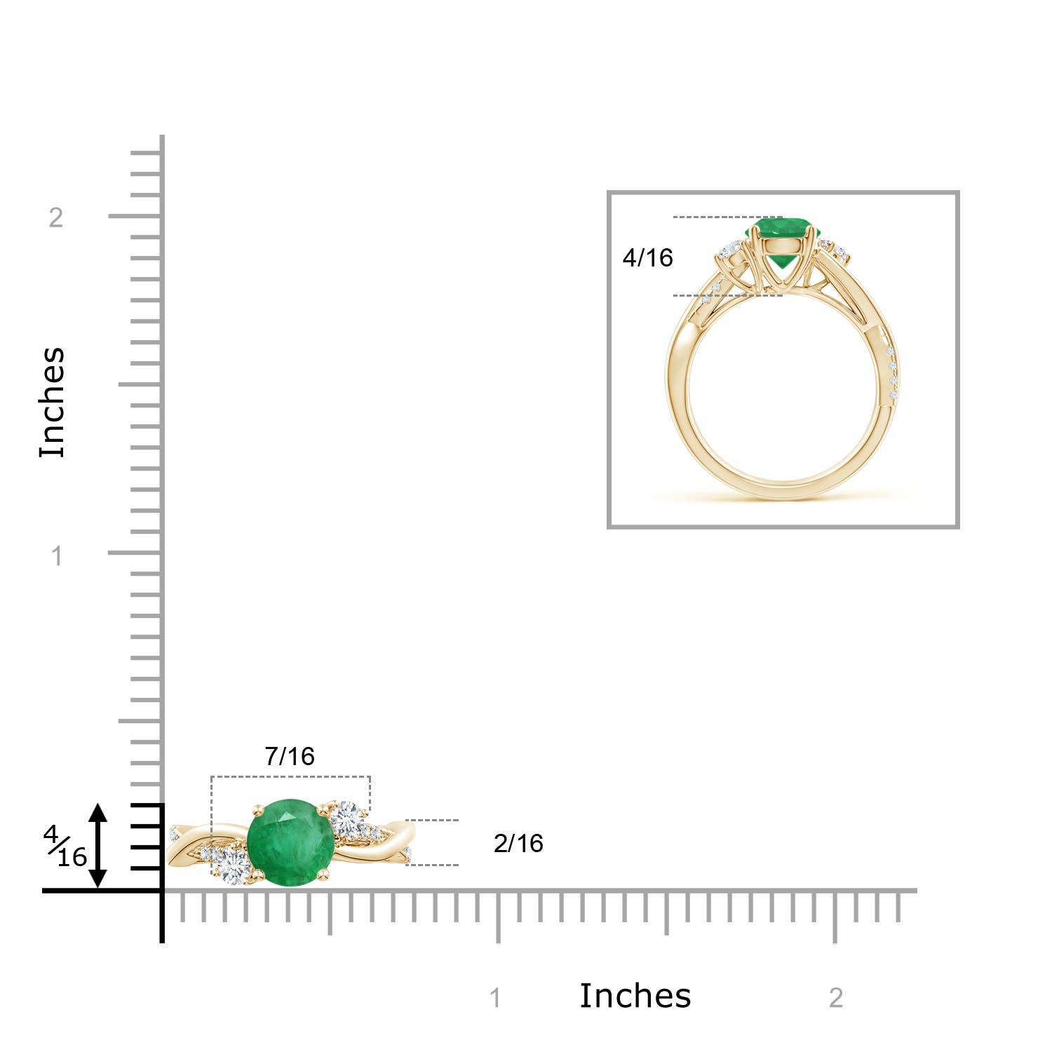 A - Emerald / 1.52 CT / 14 KT Yellow Gold