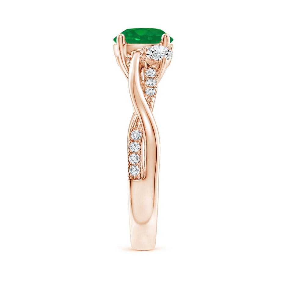 7mm AA Nature Inspired Emerald & Diamond Twisted Vine Ring in Rose Gold side 299