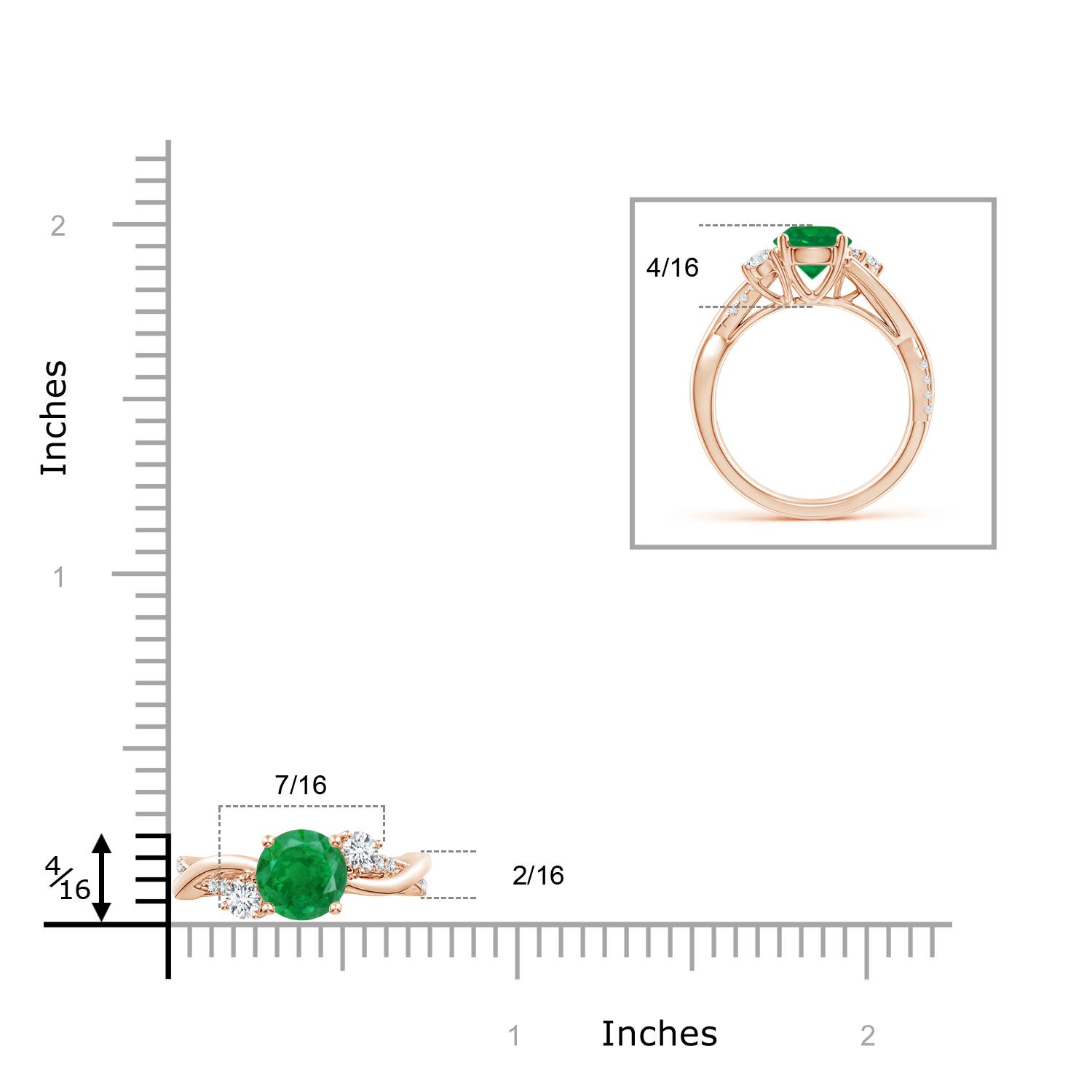 AA - Emerald / 1.52 CT / 14 KT Rose Gold