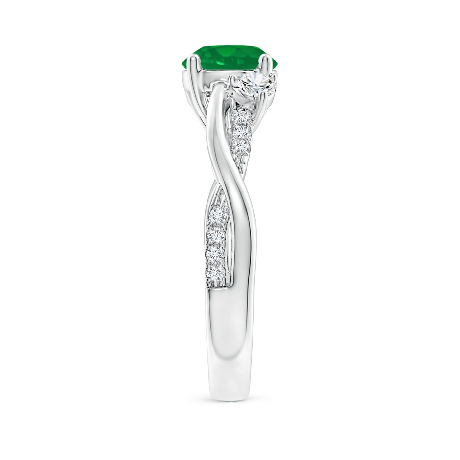 7mm AA Nature Inspired Emerald & Diamond Twisted Vine Ring in White Gold side 299