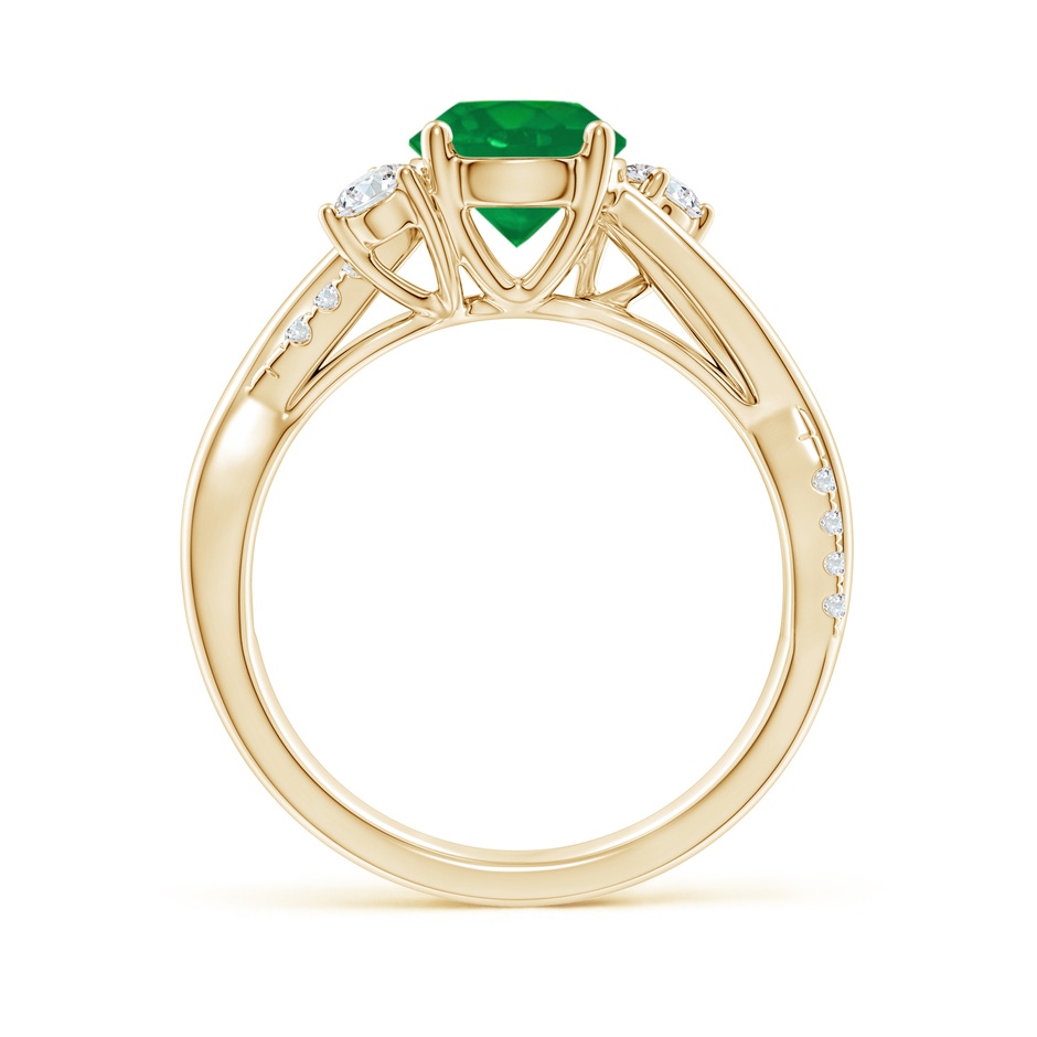 7mm AA Nature Inspired Emerald & Diamond Twisted Vine Ring in Yellow Gold side 199