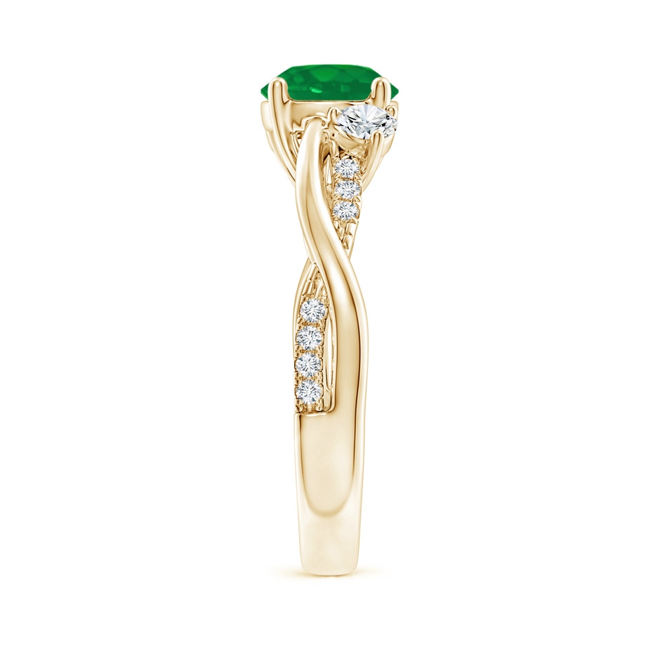 7mm AA Nature Inspired Emerald & Diamond Twisted Vine Ring in Yellow Gold side 299