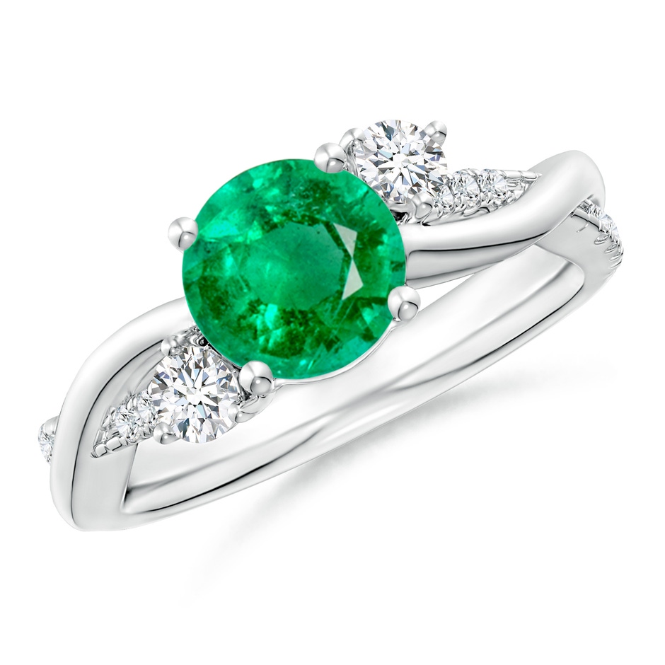 7mm AAA Nature Inspired Emerald & Diamond Twisted Vine Ring in P950 Platinum 