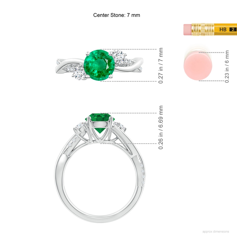 7mm AAA Nature Inspired Emerald & Diamond Twisted Vine Ring in P950 Platinum ruler