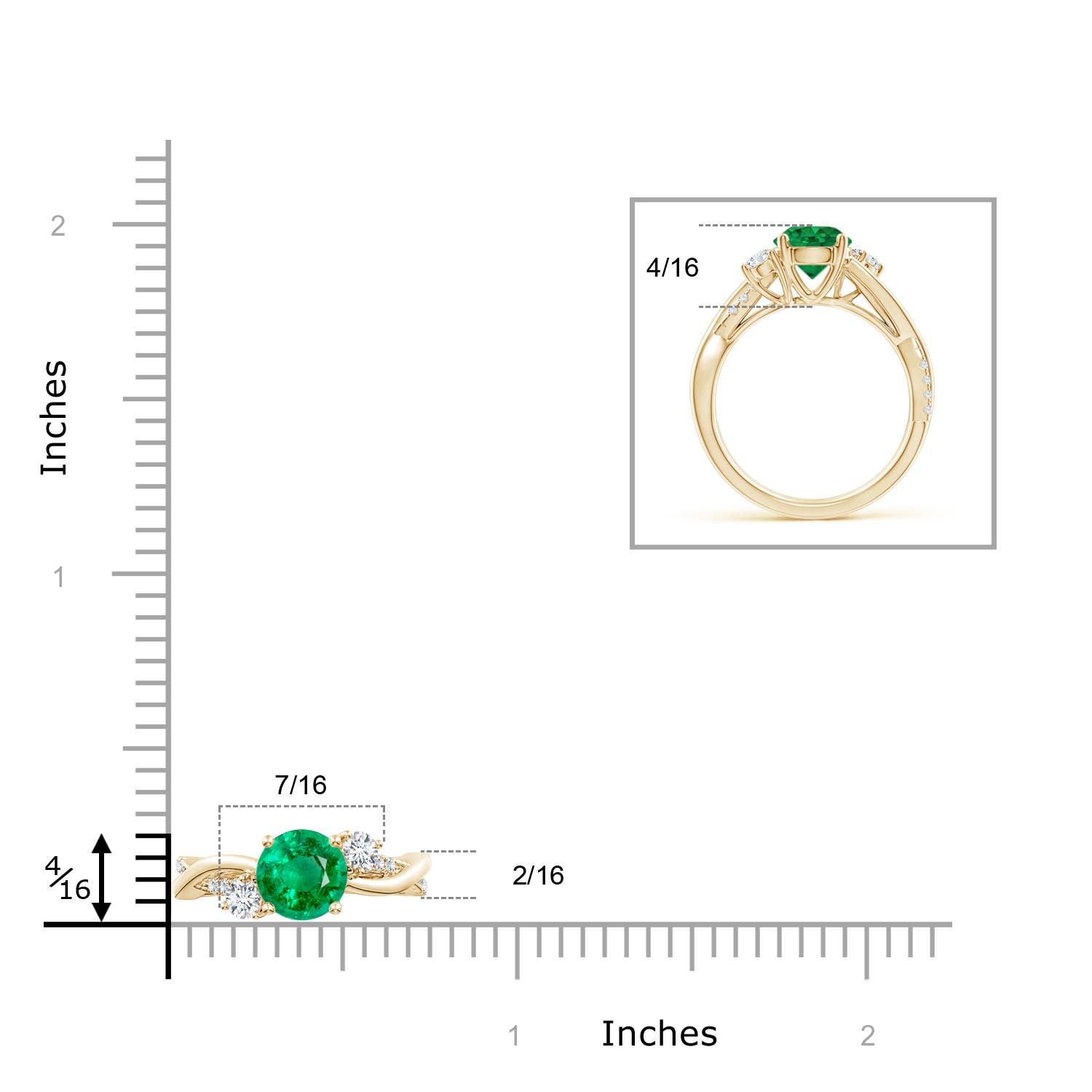 AAA - Emerald / 1.52 CT / 14 KT Yellow Gold