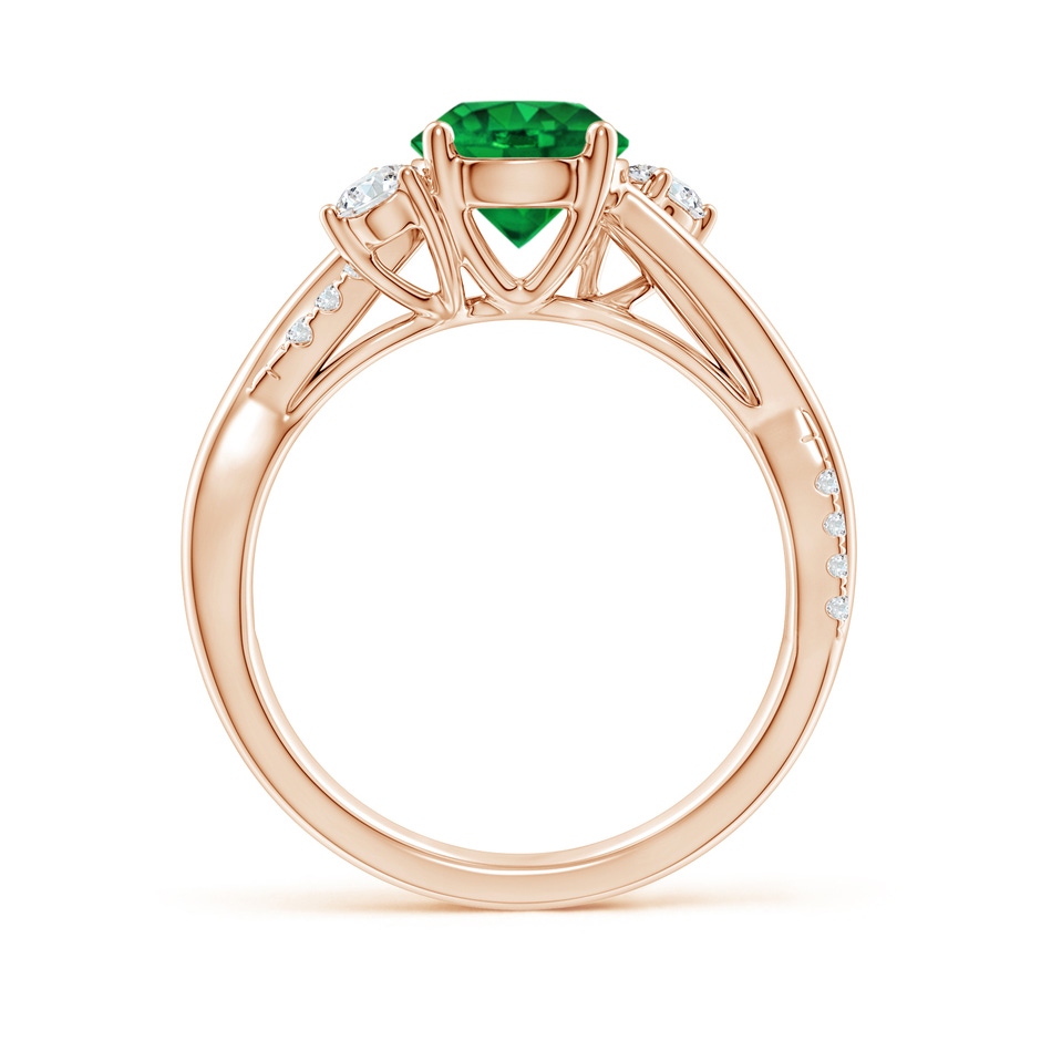 7mm AAAA Nature Inspired Emerald & Diamond Twisted Vine Ring in 18K Rose Gold side 199