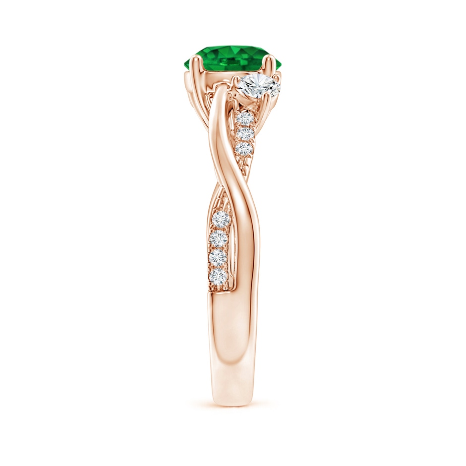 7mm AAAA Nature Inspired Emerald & Diamond Twisted Vine Ring in 18K Rose Gold side 299