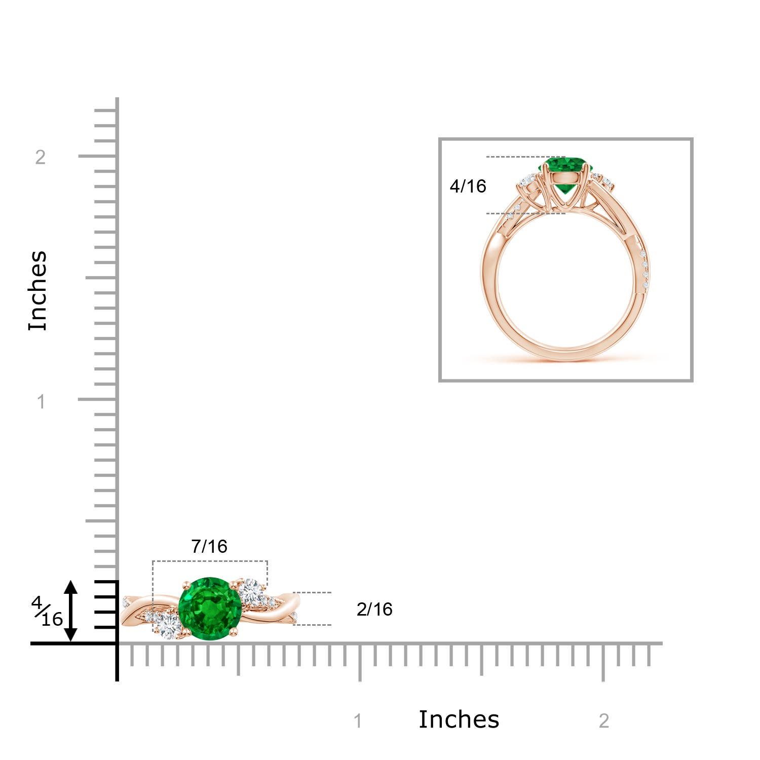 AAAA - Emerald / 1.52 CT / 14 KT Rose Gold