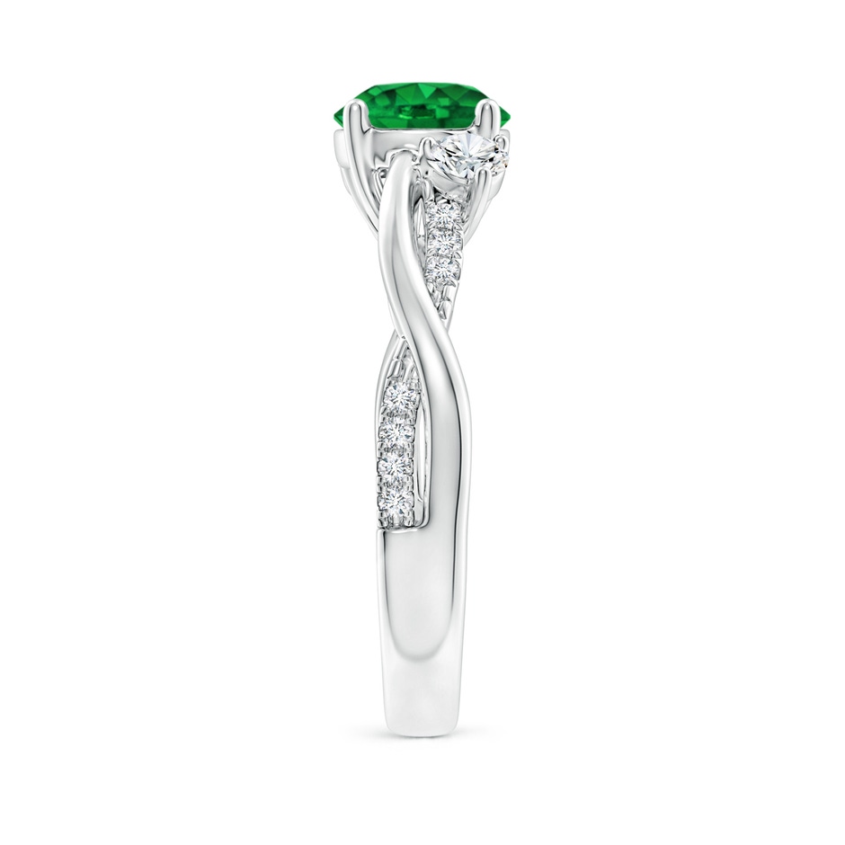 7mm AAAA Nature Inspired Emerald & Diamond Twisted Vine Ring in White Gold side 299
