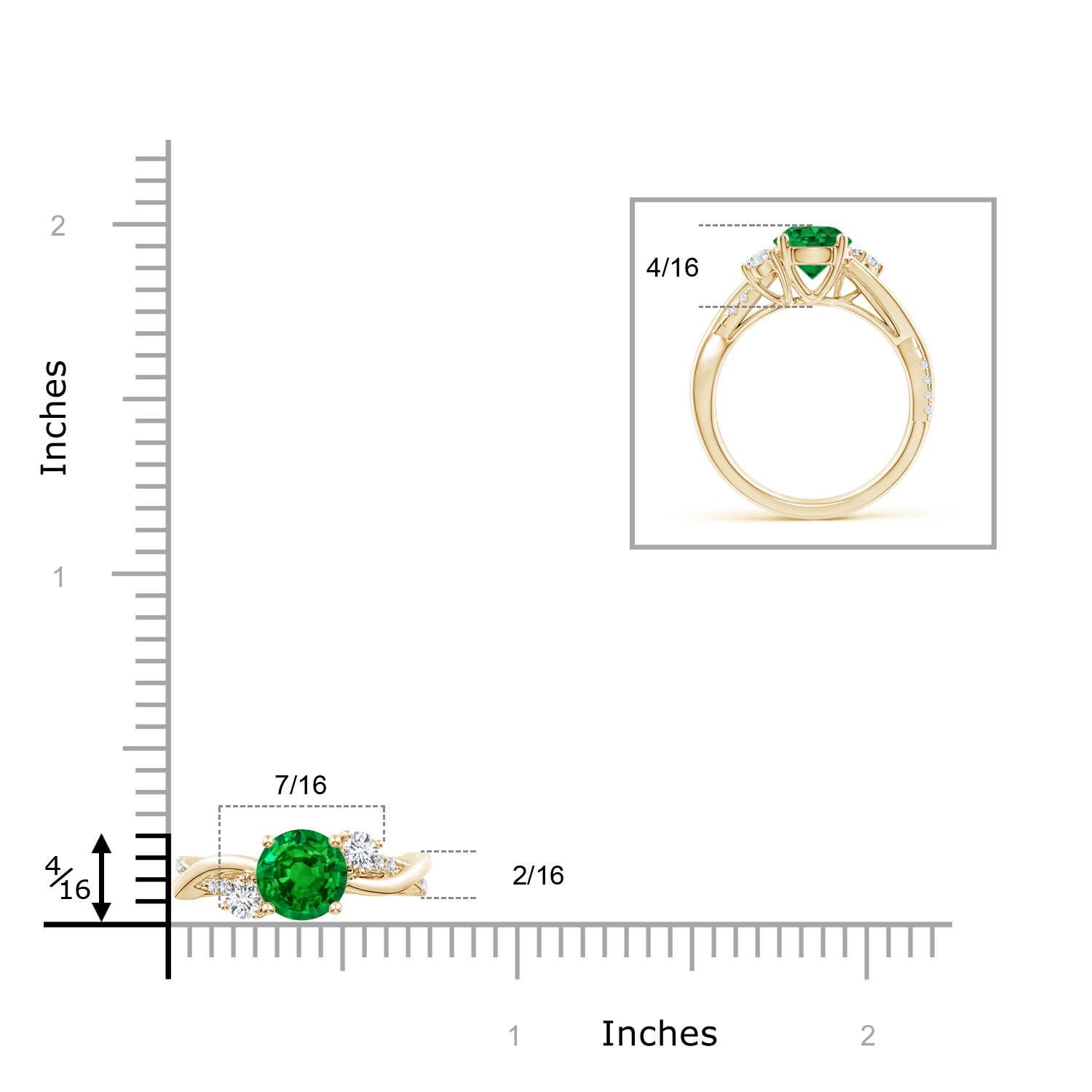 AAAA - Emerald / 1.52 CT / 14 KT Yellow Gold