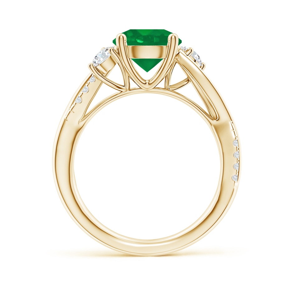 8mm AA Nature Inspired Emerald & Diamond Twisted Vine Ring in Yellow Gold side 199